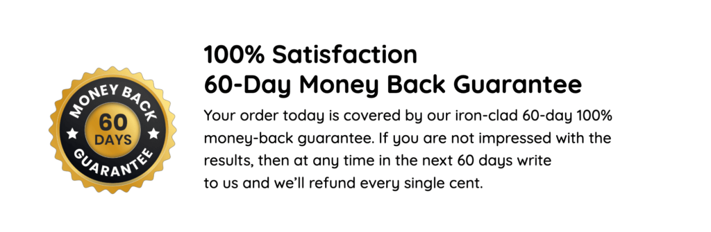 Quietum Plus 60-day money-back guarantee banner - 100% satisfaction or full refund policy.